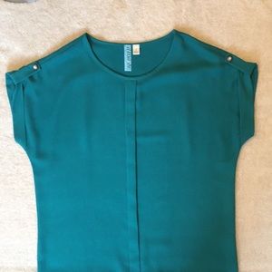 Francesca's teal button sleeve top